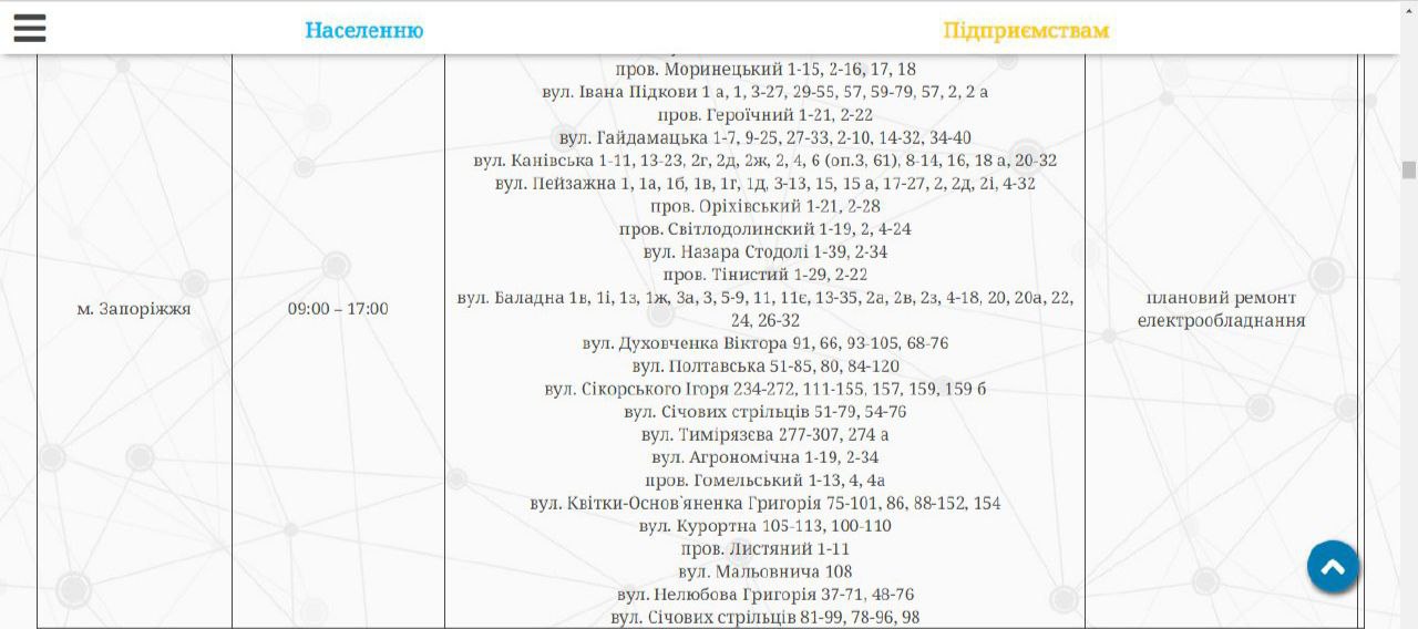 Відключення світла 23 листопада