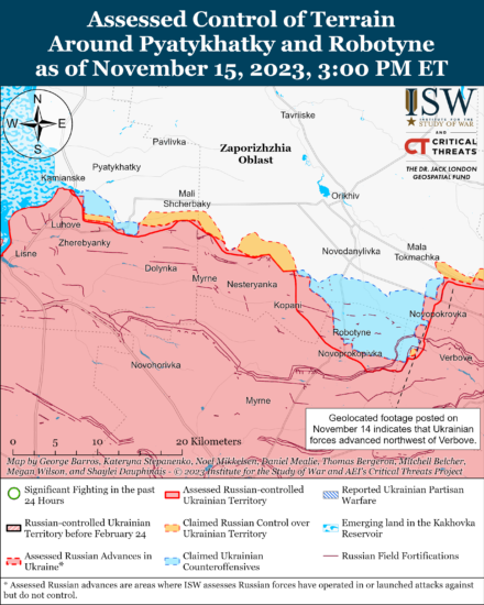 ЗСУ на Запорізькому напрямку проснулися вперед: карти наступу від ISW