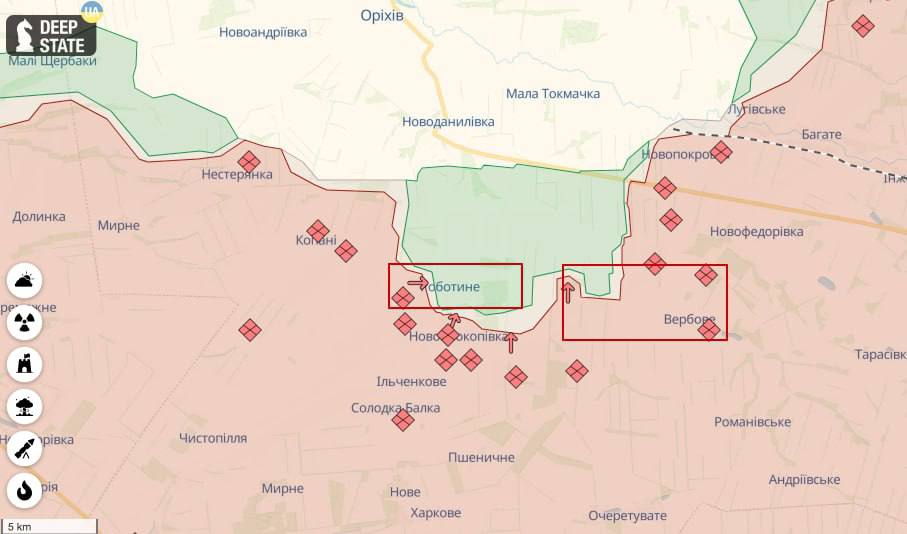 Окупанти намагаються зрізати Роботинський виступ