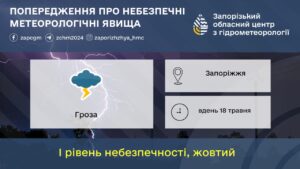 В Запоріжжі 18 травня буде гроза: можливі перебої електроенергії