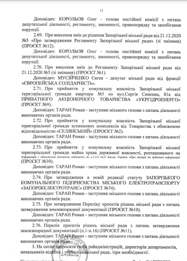 Депутати збираються зібратися на двадцять шосту сесію Запорізької міськради