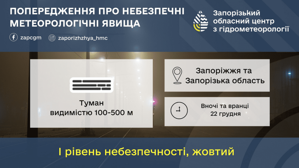 В Запорожье ожидается туман: водителей предупреждают об опасности