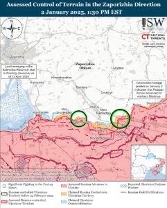 Россияне продвинулись на Западе Запорожской области 1 и 2 января (КАРТА)