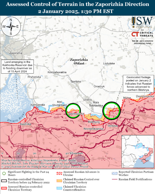 Росіяни просунулися на заході Запорізької області 1 та 2 січня (КАРТА)